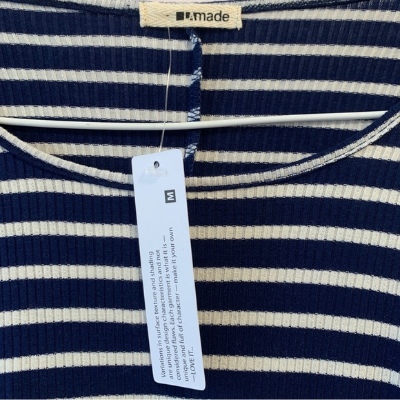 Revolve LAMade Long Sleeve Ribbed Mini Dress Navy Stripe Womens Size M - Picture 3 of 5